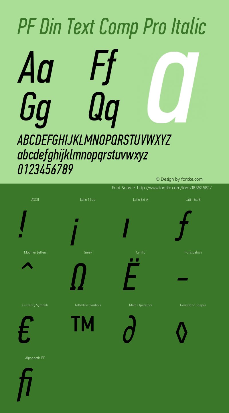 PF Din Text Comp Pro Italic Version 2.005 2005图片样张