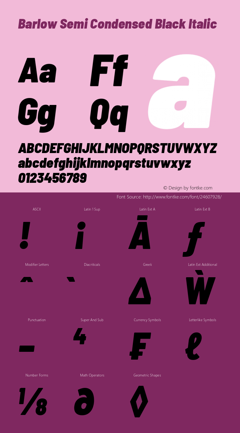 Barlow Semi Condensed Black Italic Version 1.106图片样张