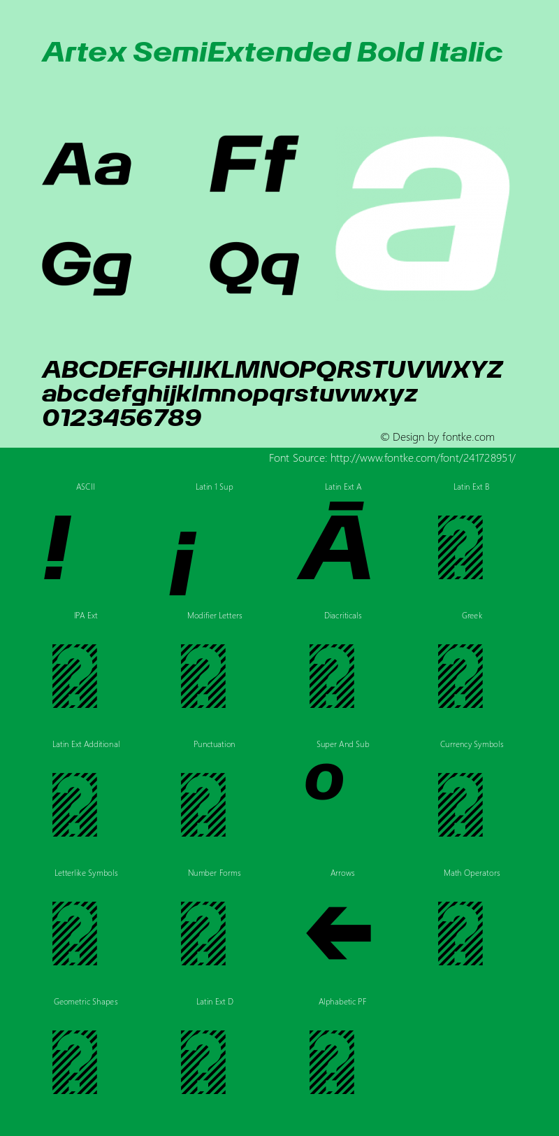 Artex SemiExtended Bold Italic Version 1.005图片样张