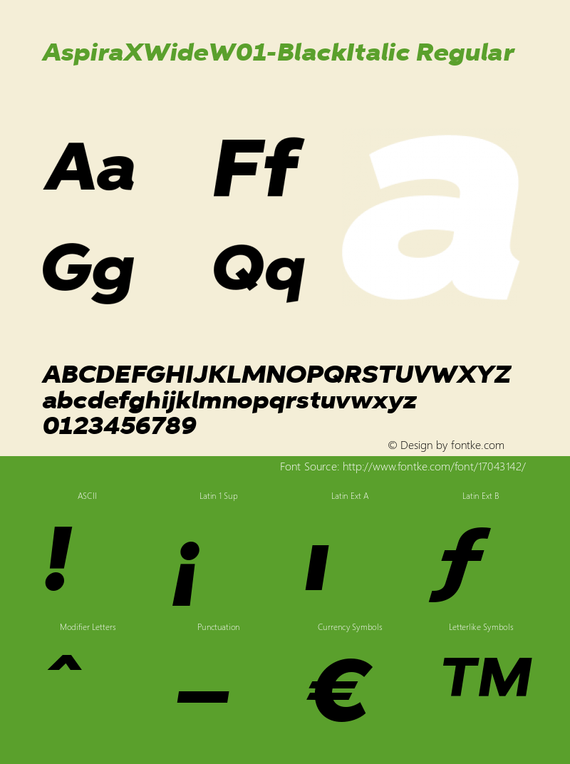 AspiraXWideW01-BlackItalic Regular Version 1.5图片样张