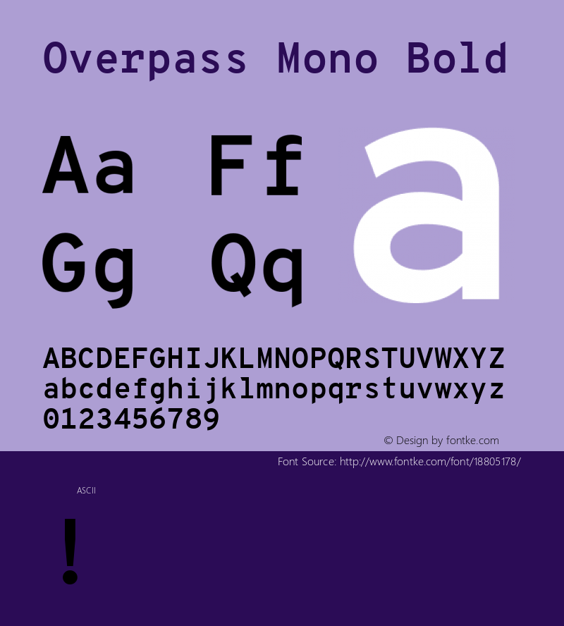 Overpass Mono Bold Version 1.000;DELV;Overpass; ttfautohint (v1.4.1)图片样张