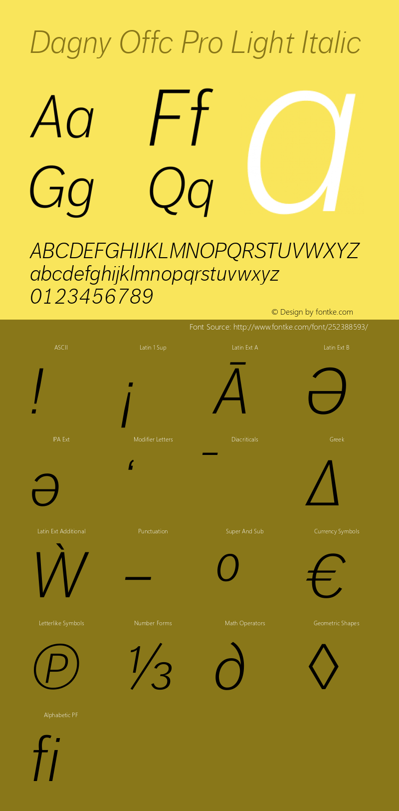 Dagny Offc Pro Light Italic Version 7.504; 2009; Build 1020图片样张