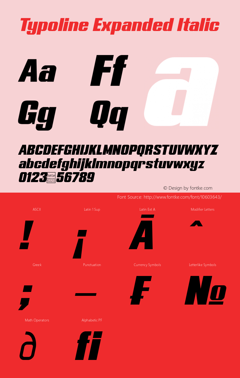 Typoline Expanded Italic Version 1.00 October 28, 2014, initial release图片样张