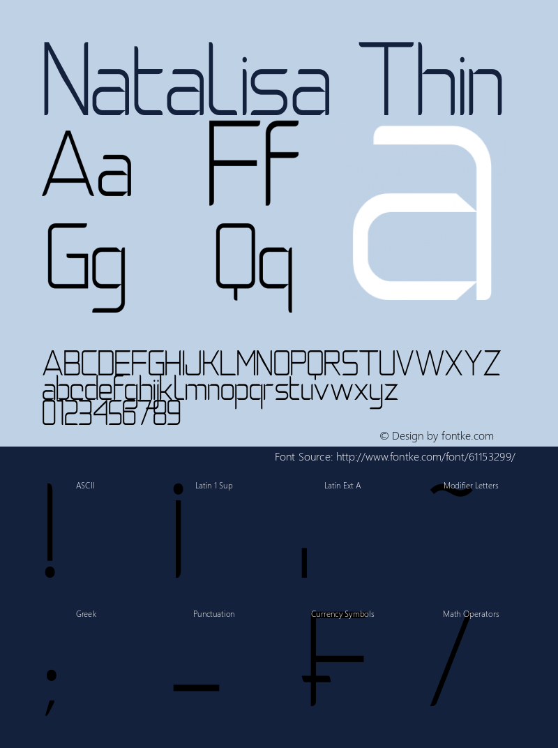 Natalisa Thin Version 1.00;March 27, 2020;FontCreator 13.0.0.2613 64-bit图片样张