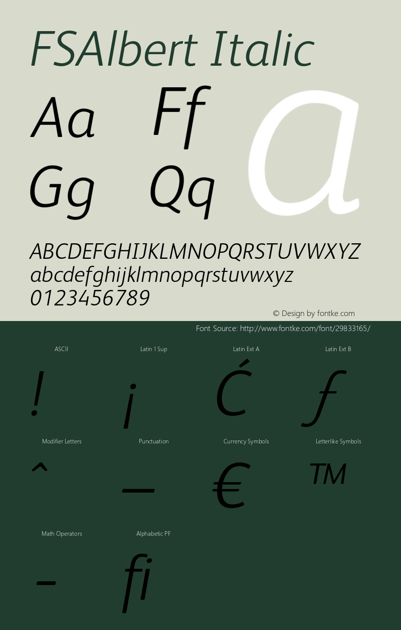 FSAlbert Italic Version 1.000;PS 001.000;hotconv 1.0.38图片样张