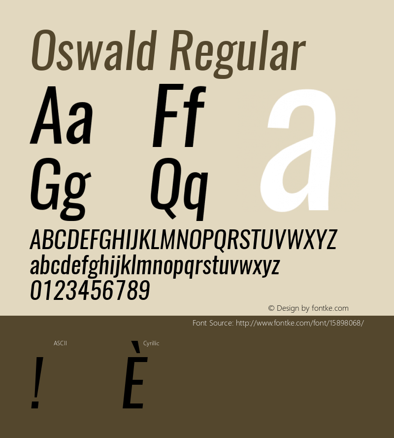 Oswald Regular 3.0; ttfautohint (v1.4.1)图片样张