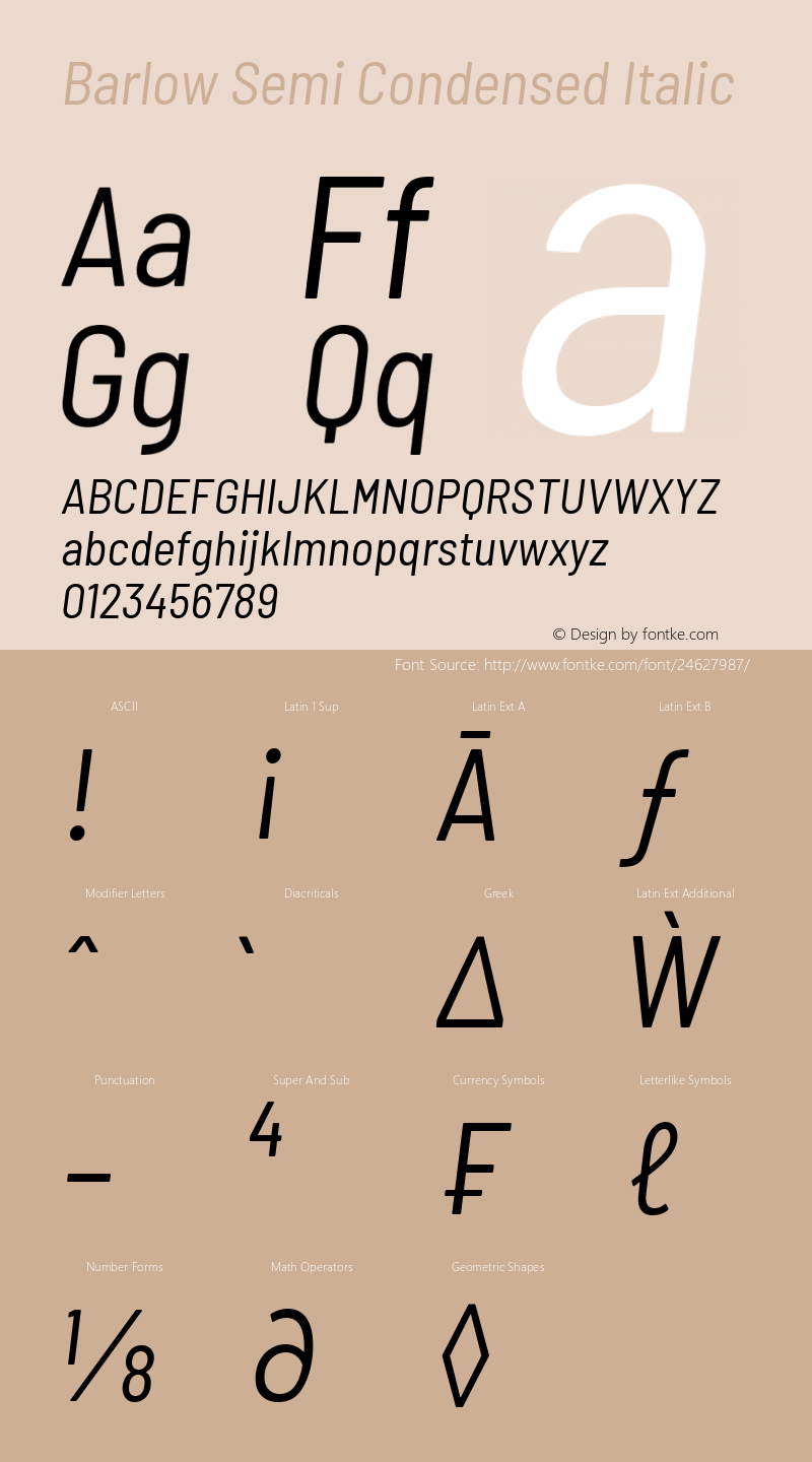 Barlow Semi Condensed Italic Version 1.201图片样张