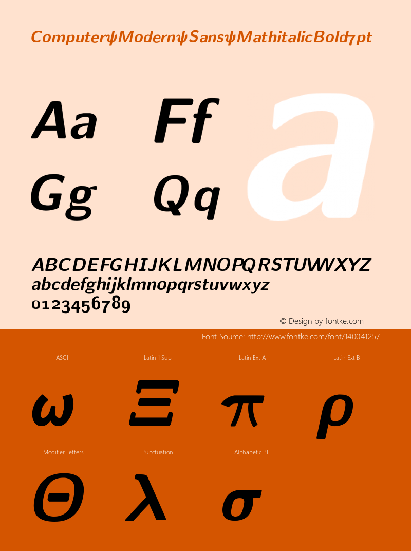 Computer Modern Sans MathitalicBold7pt Version 001.001图片样张