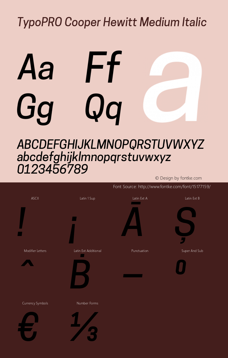 TypoPRO Cooper Hewitt Medium Italic 1.000图片样张