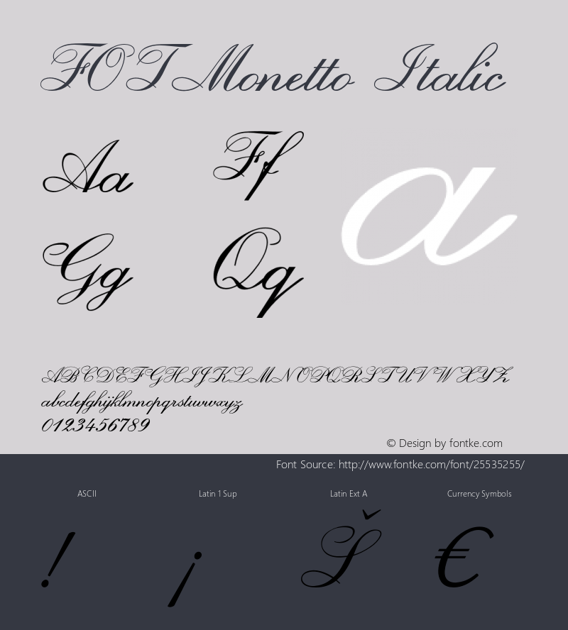 FOTMonetto-Italic Version 1.000图片样张