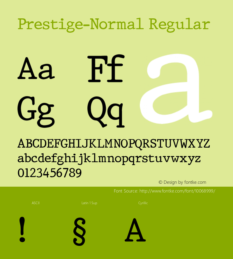 Prestige-Normal Regular Converted from c:\windows\system\PRESTIGN.TF1 by ALLTYPE图片样张