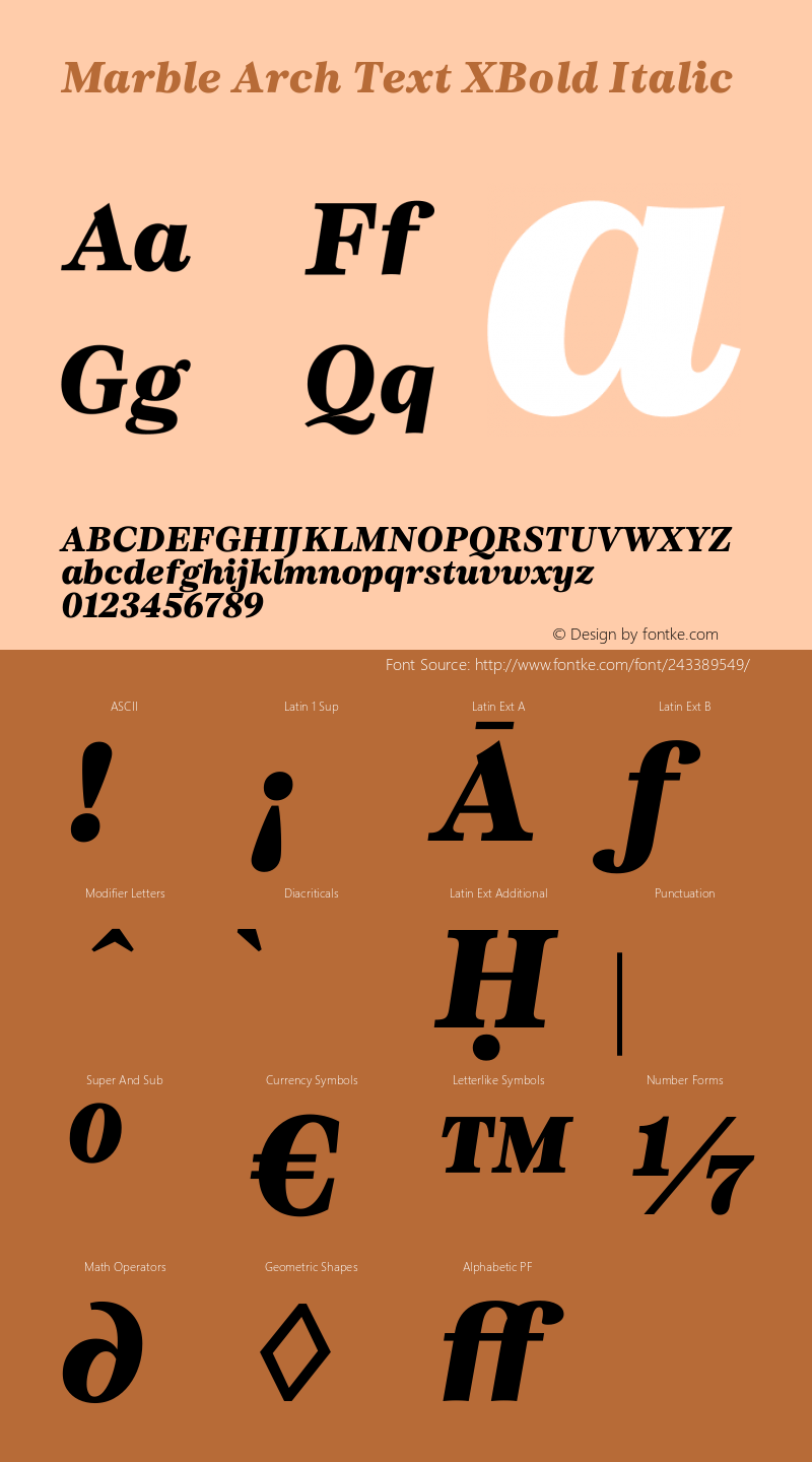 Marble Arch Text XBold Italic Version 2.001图片样张