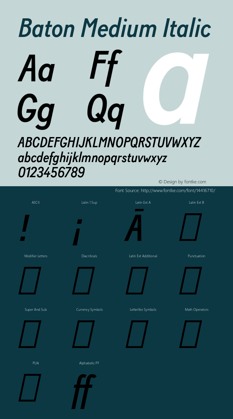 Baton Medium Italic Version 2.001图片样张