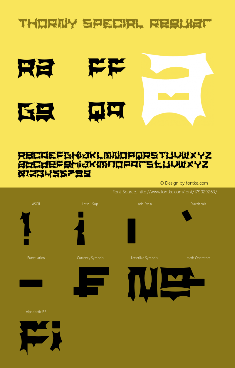 THORNY SPECIAL Version 1.00;June 3, 2021;FontCreator 13.0.0.2683 32-bit图片样张