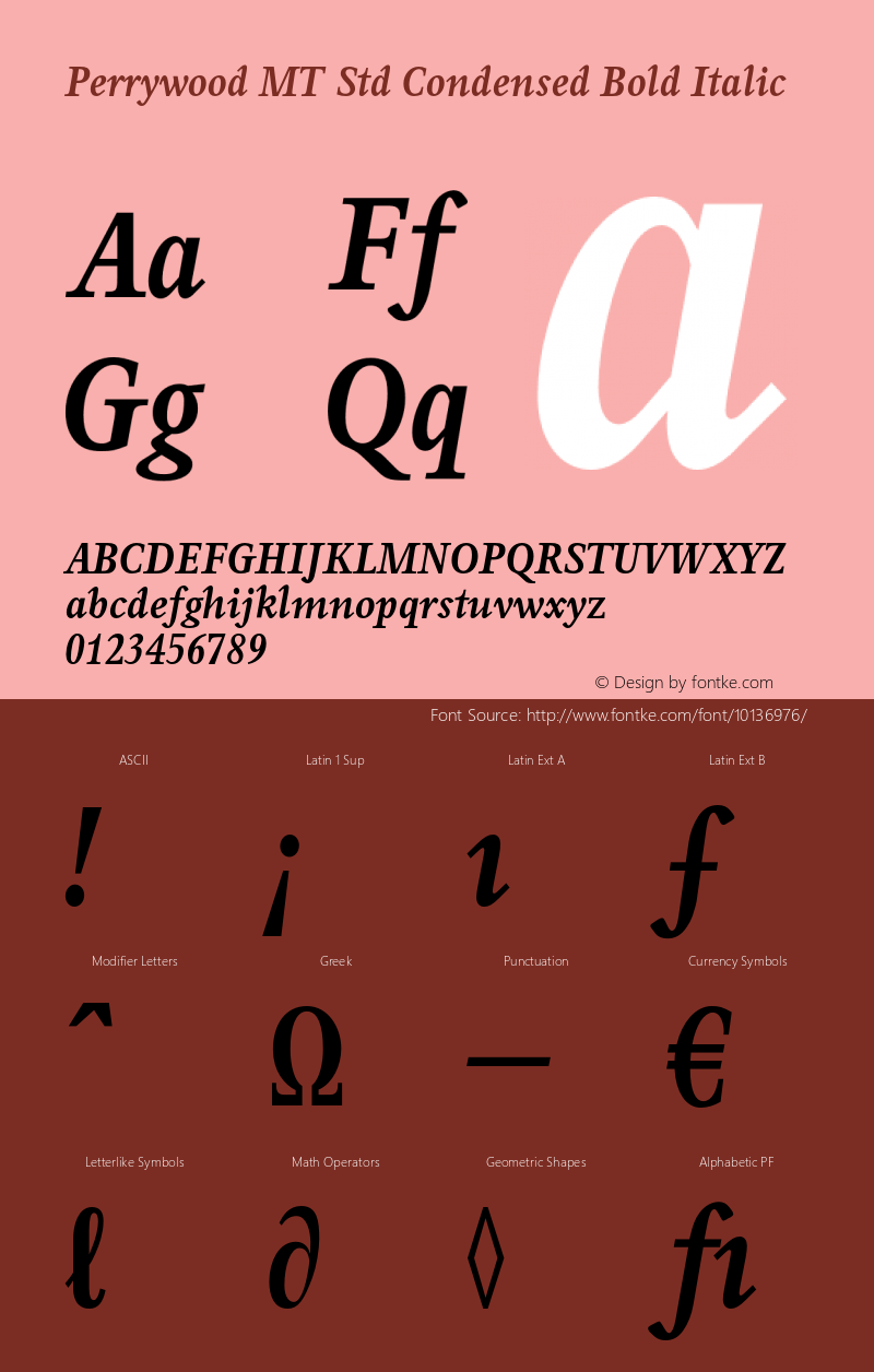 Perrywood MT Std Condensed Bold Italic Version 1.000;PS 001.000;hotconv 1.0.38图片样张