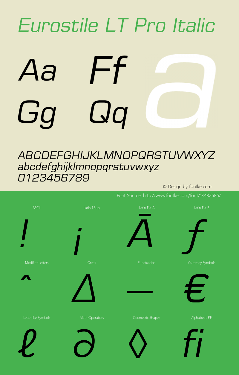 Eurostile LT Pro Italic Version 1.000;PS 001.000;hotconv 1.0.38图片样张