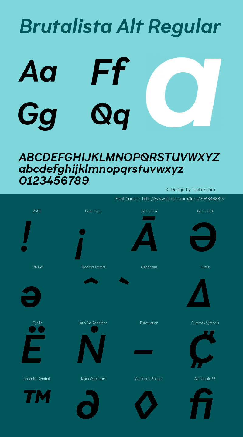 Brutalista Alt SemiBold Italic Version 1.00图片样张