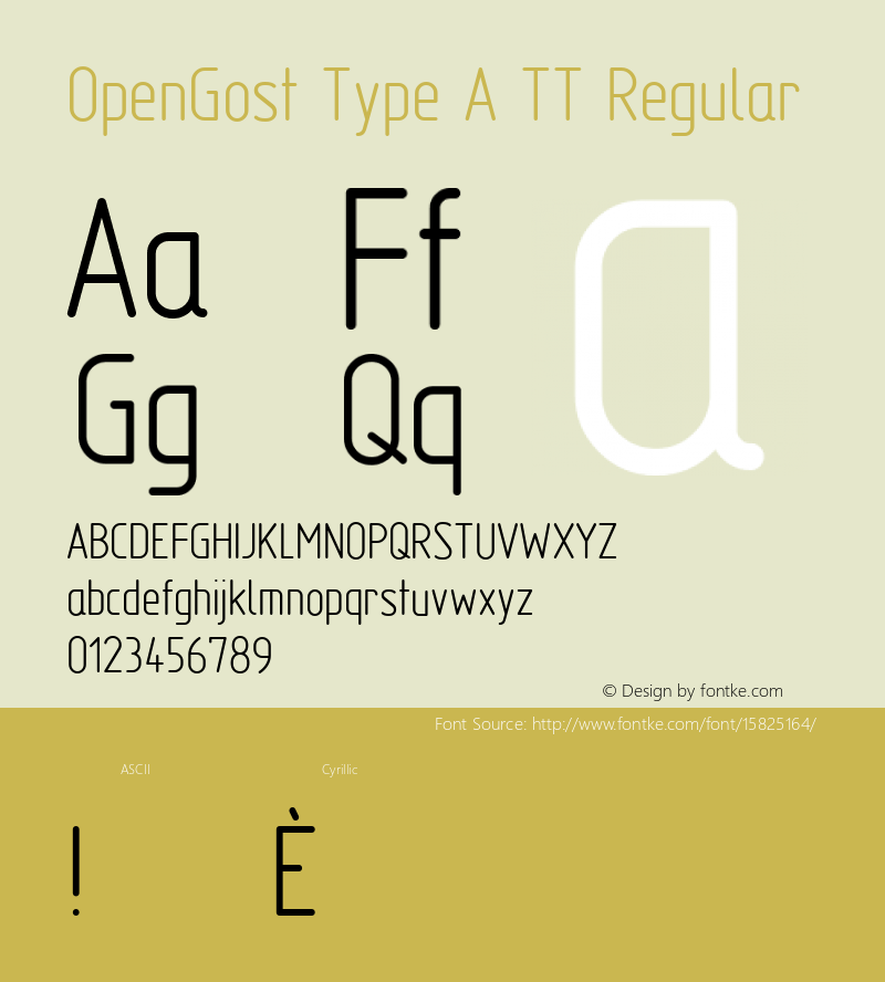 OpenGost Type A TT Regular Version 0.3 ; ttfautohint (v1.4.1)图片样张
