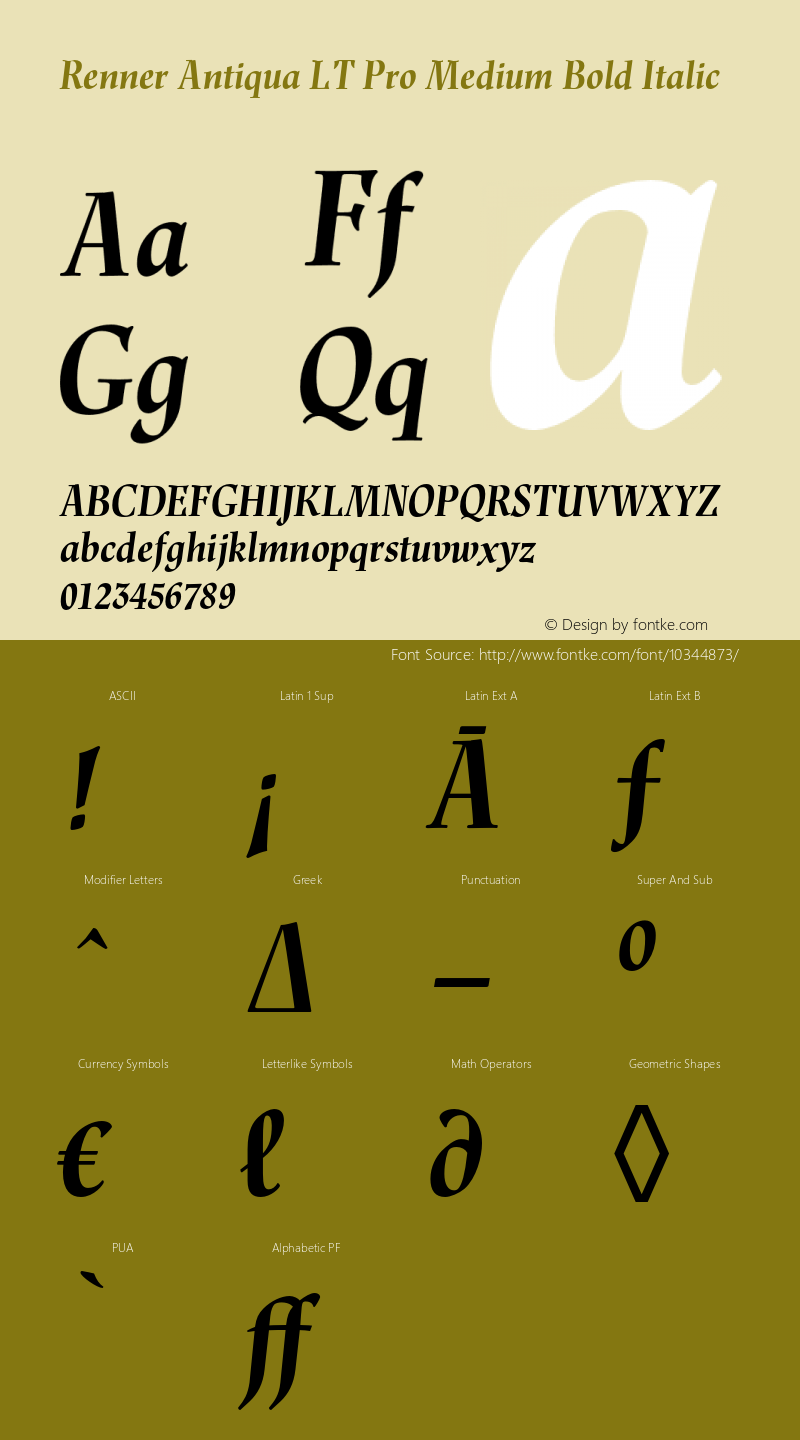 Renner Antiqua LT Pro Medium Bold Italic Version 1.000;PS 001.000;hotconv 1.0.38图片样张