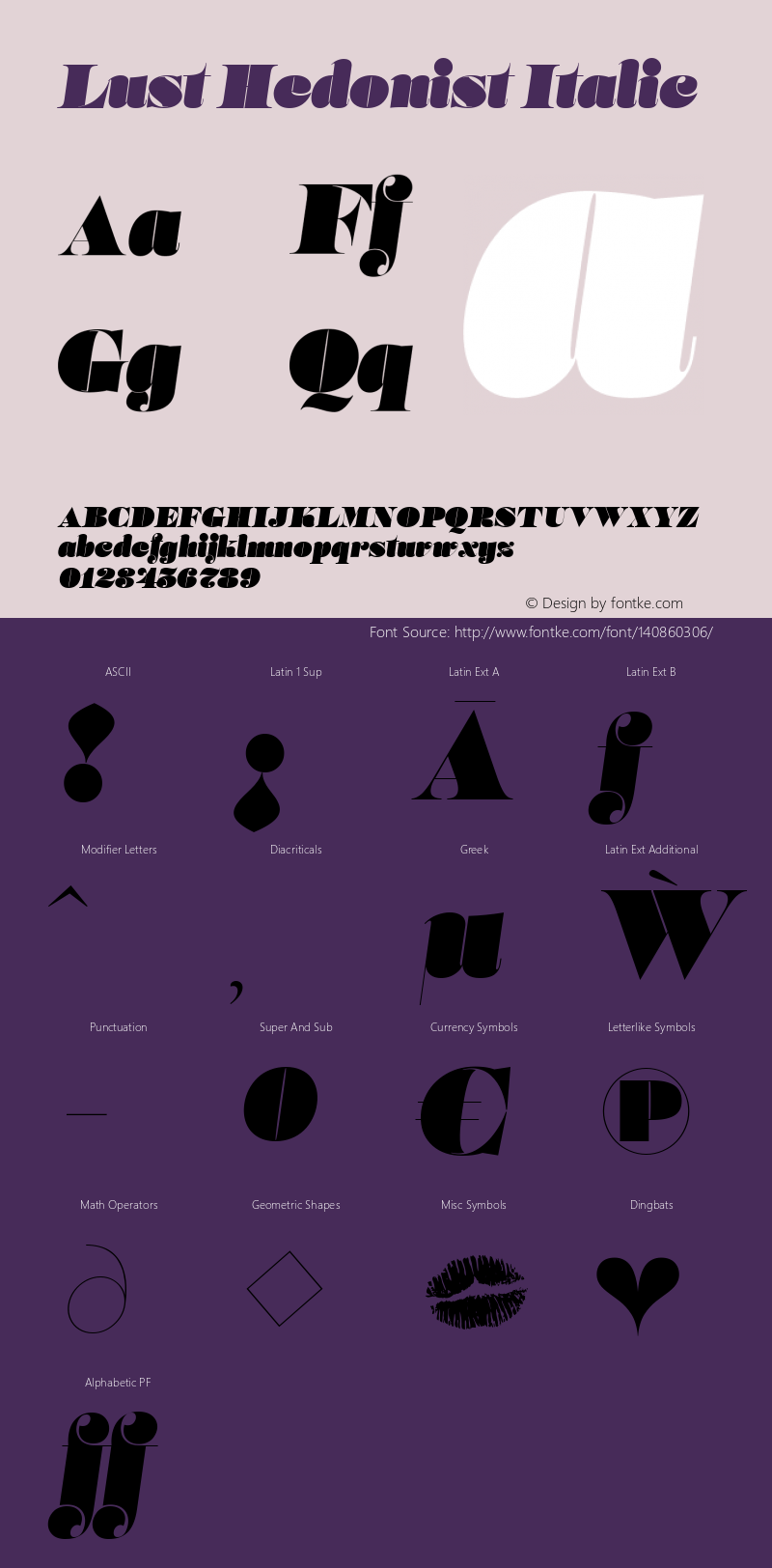 Lust Hedonist Italic Version 1.000;PS 001.000;hotconv 1.0.70;makeotf.lib2.5.58329图片样张