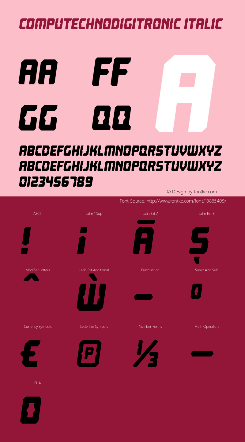 Computechnodigitronic Italic Version 1.001图片样张