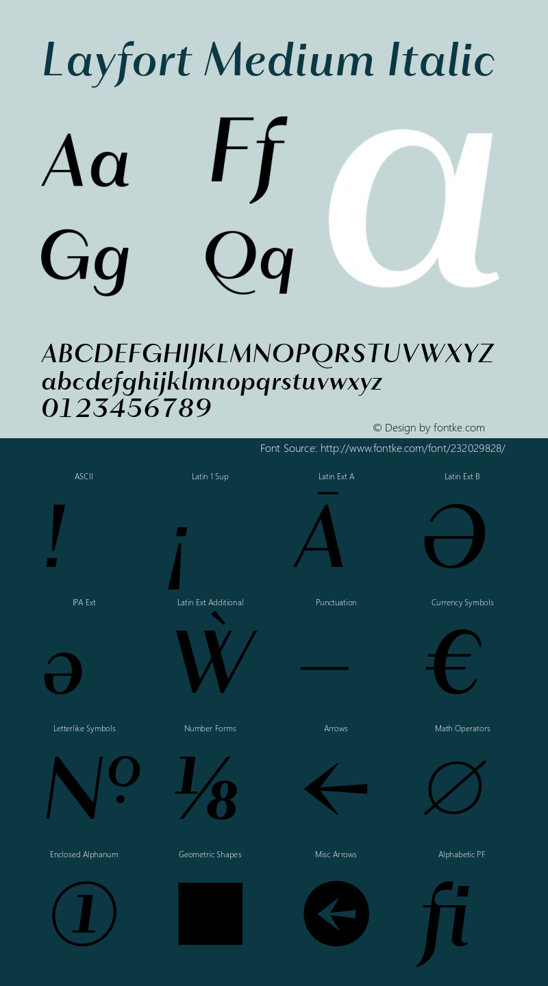 Layfort-MediumItalic Version 1.000;FEAKit 1.0图片样张