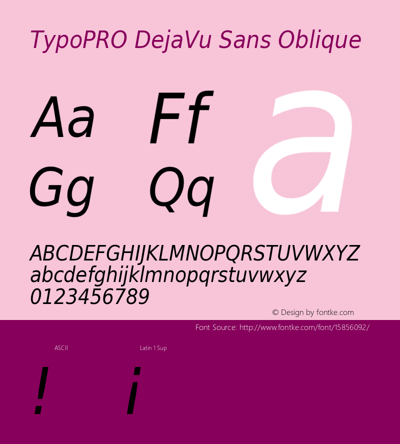 TypoPRO DejaVu Sans Oblique Version 2.34图片样张