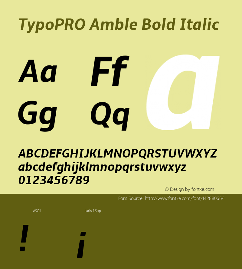 TypoPRO Amble Bold Italic Version 1.00000; 2009图片样张