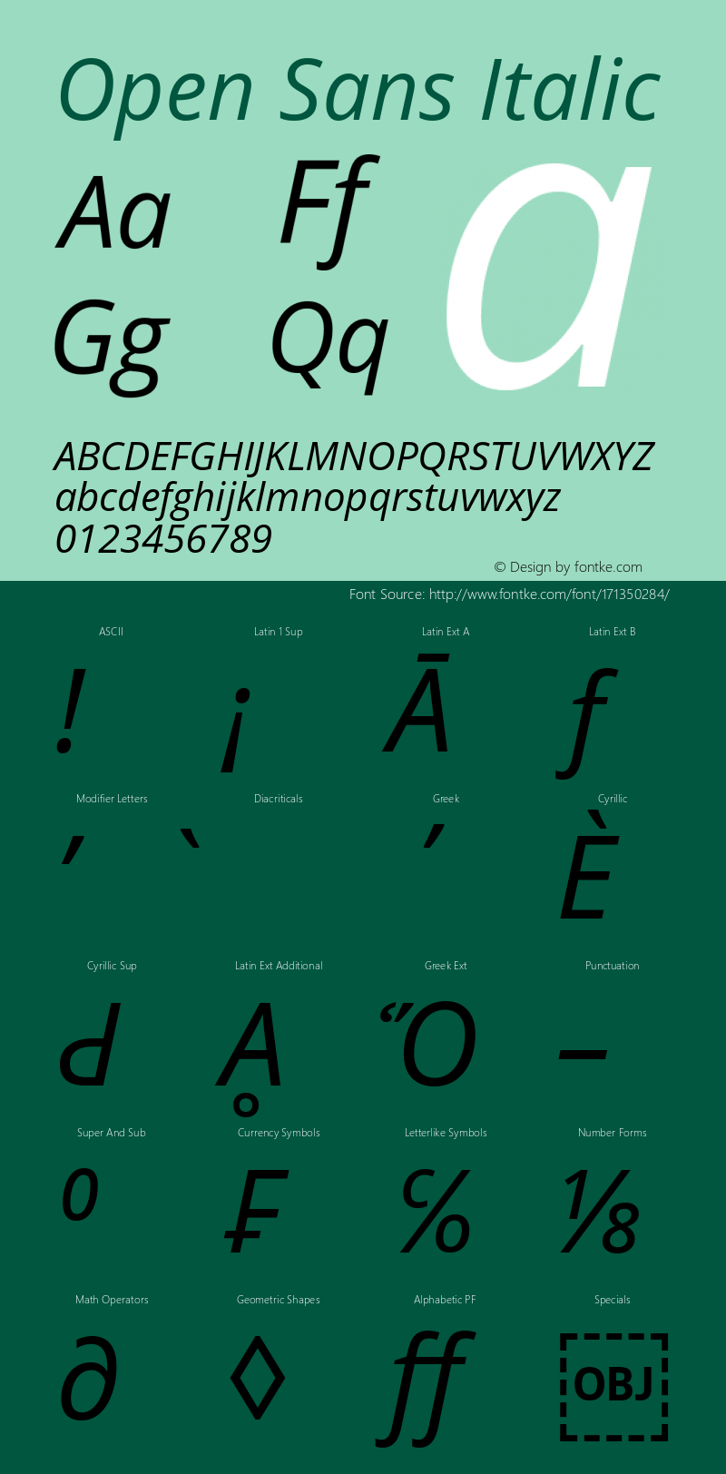 Open Sans Italic Version 1.10图片样张