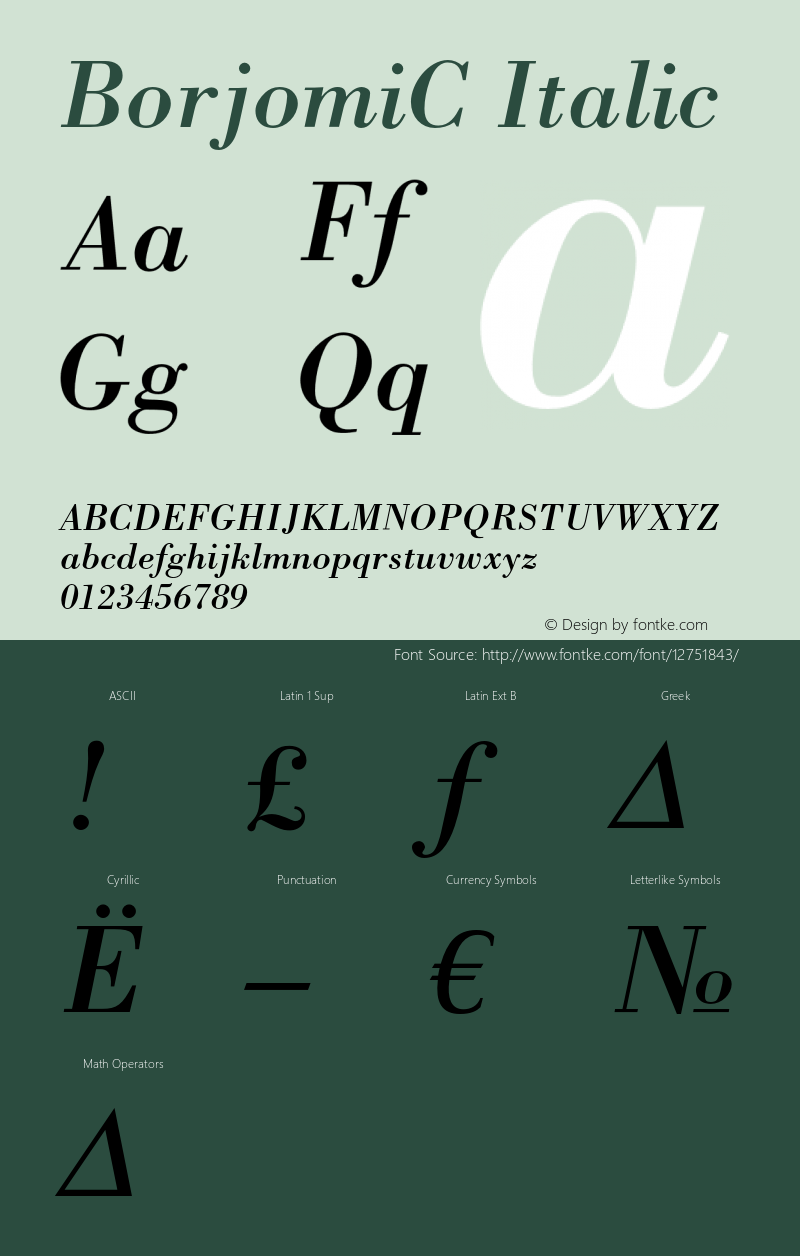 BorjomiC Italic OTF 1.0;PS 001.000;Core 116;AOCW 1.0 161图片样张