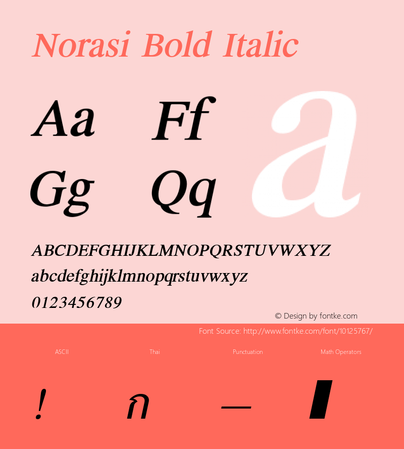 Norasi Bold Italic Version 0.9; 2000图片样张