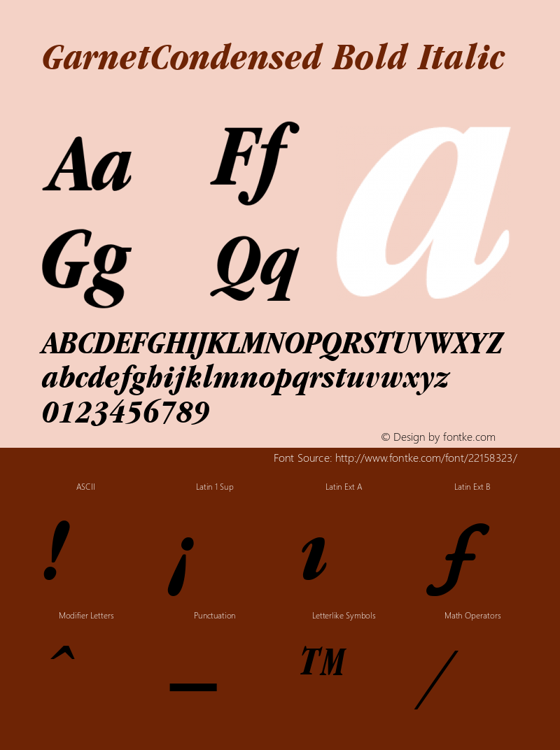 GarnetCondensed Bold Italic Altsys Fontographer 3.5  8/18/95图片样张