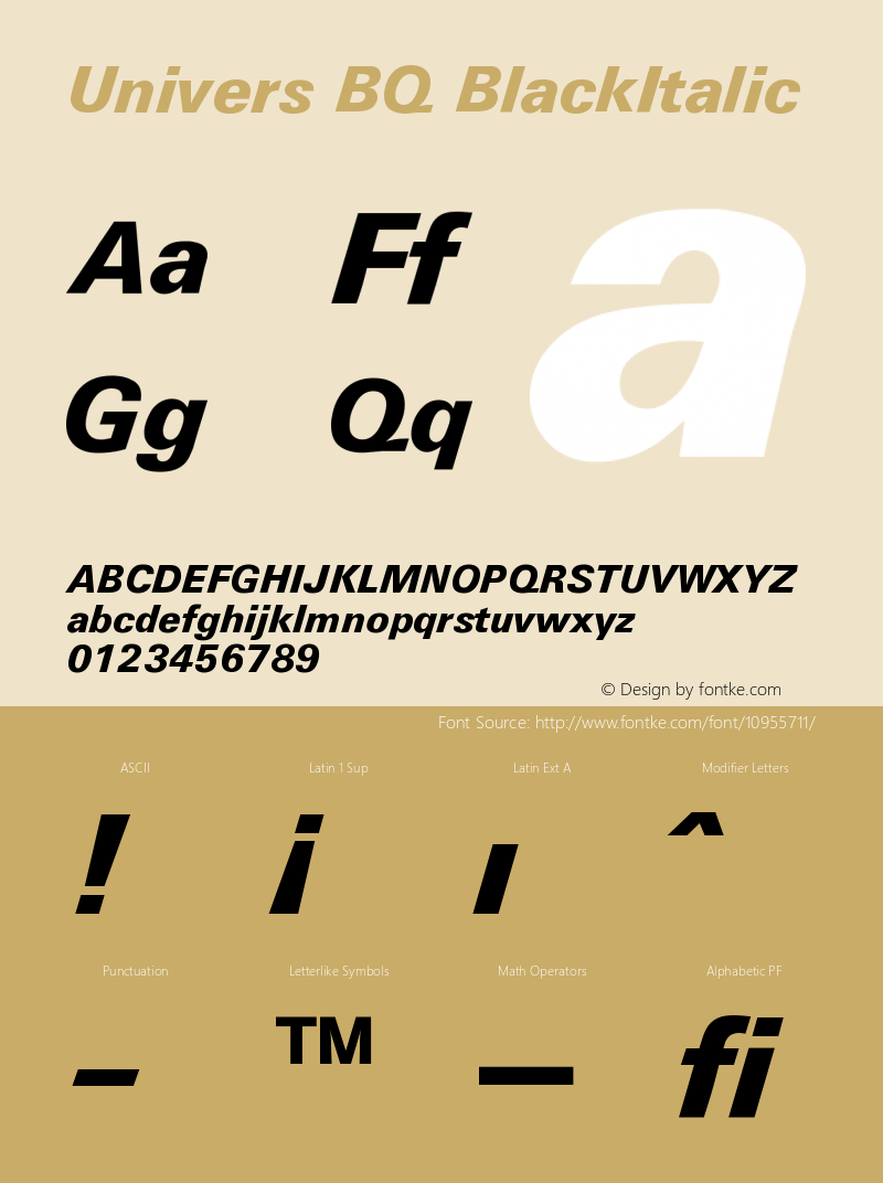 Univers BQ BlackItalic Version 001.000图片样张