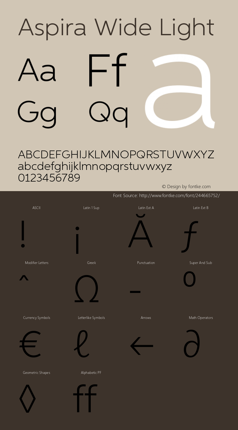 AspiraWide-Light Version 1.05          UltraPrecision Font图片样张