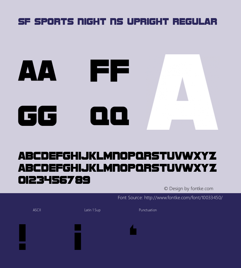 SF Sports Night NS Upright Regular ver 1.0; 1999. Freeware.图片样张