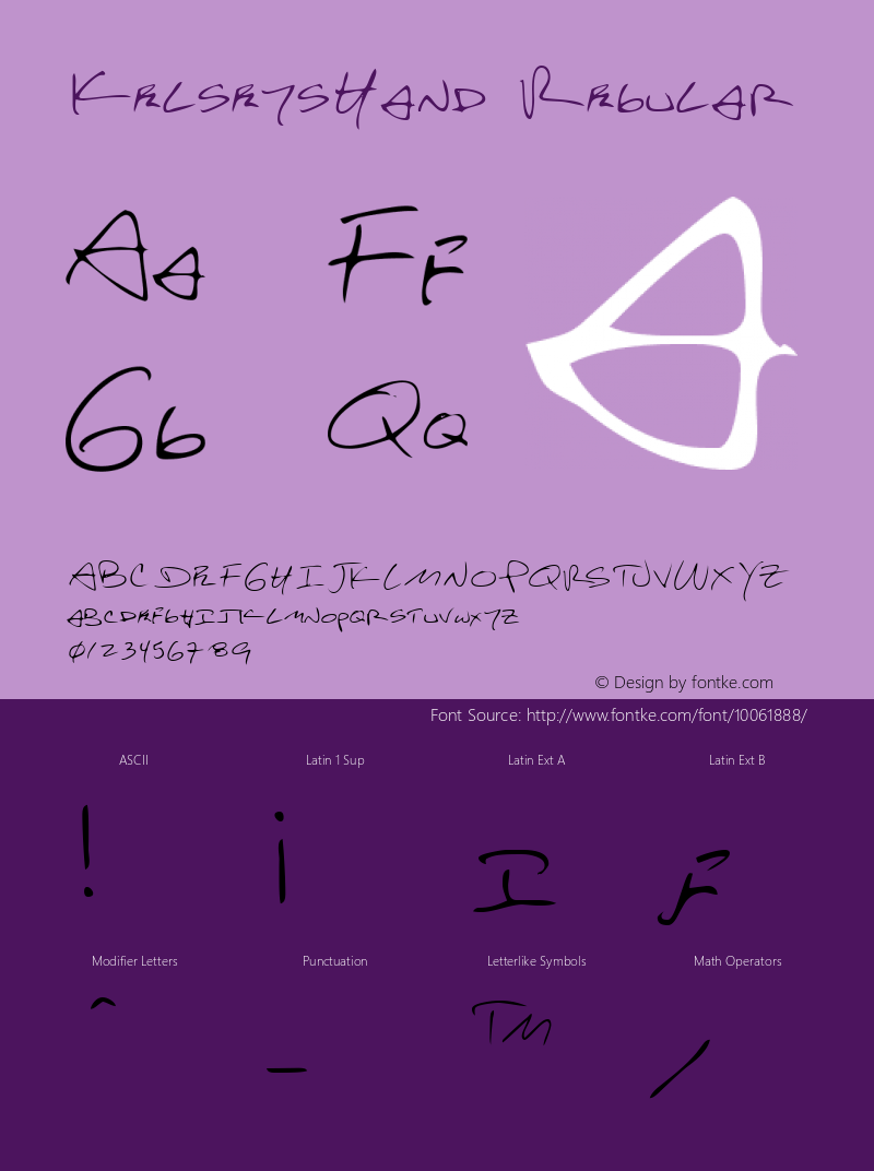 KelseysHand Regular Handwriting KeyFonts, Copyright (c)1995 SoftKey Multimedia, Inc., a subsidiary of SoftKey International, Inc.图片样张