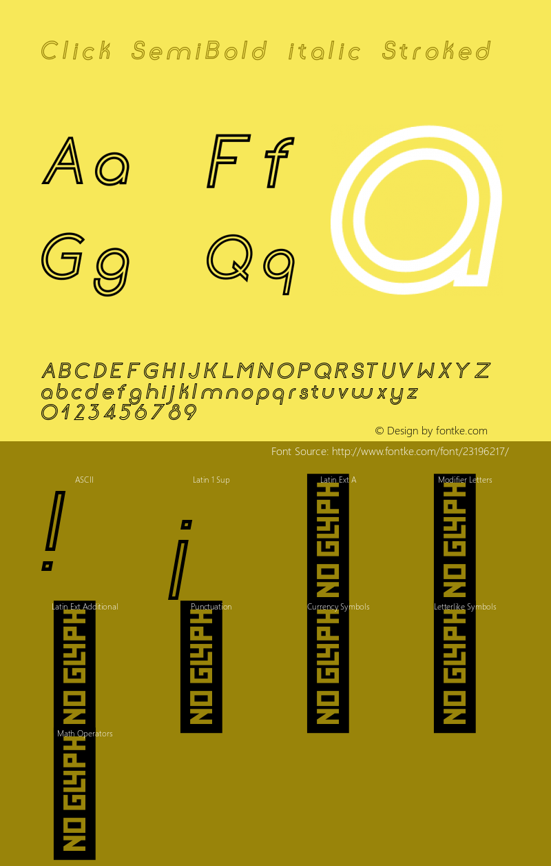 Click-SemiBolditalicStroked Version 1.000图片样张