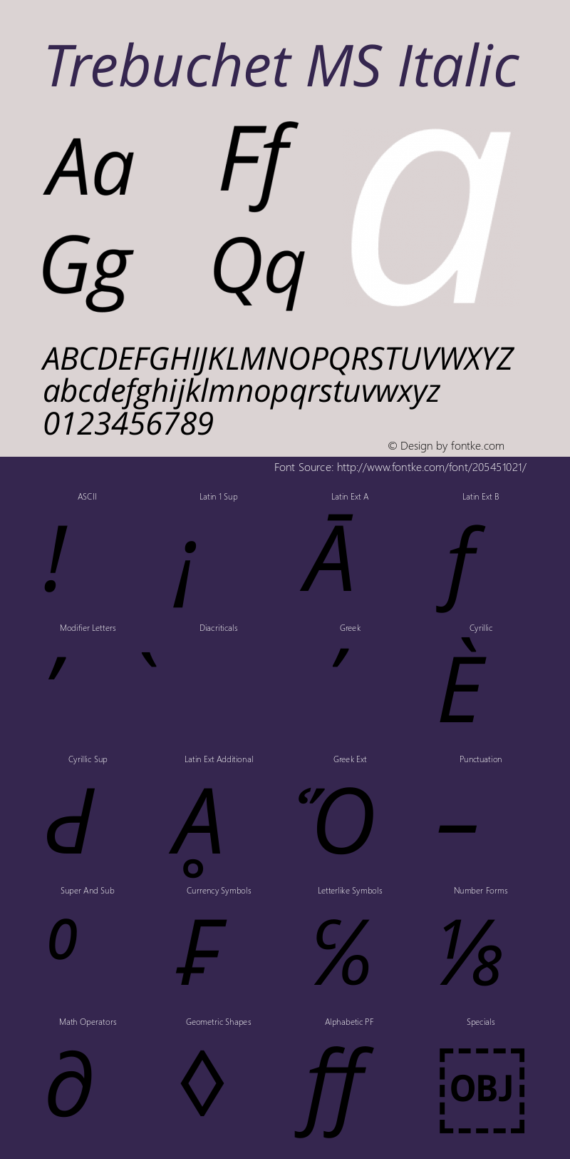 Trebuchet MS Italic Version 1.10图片样张