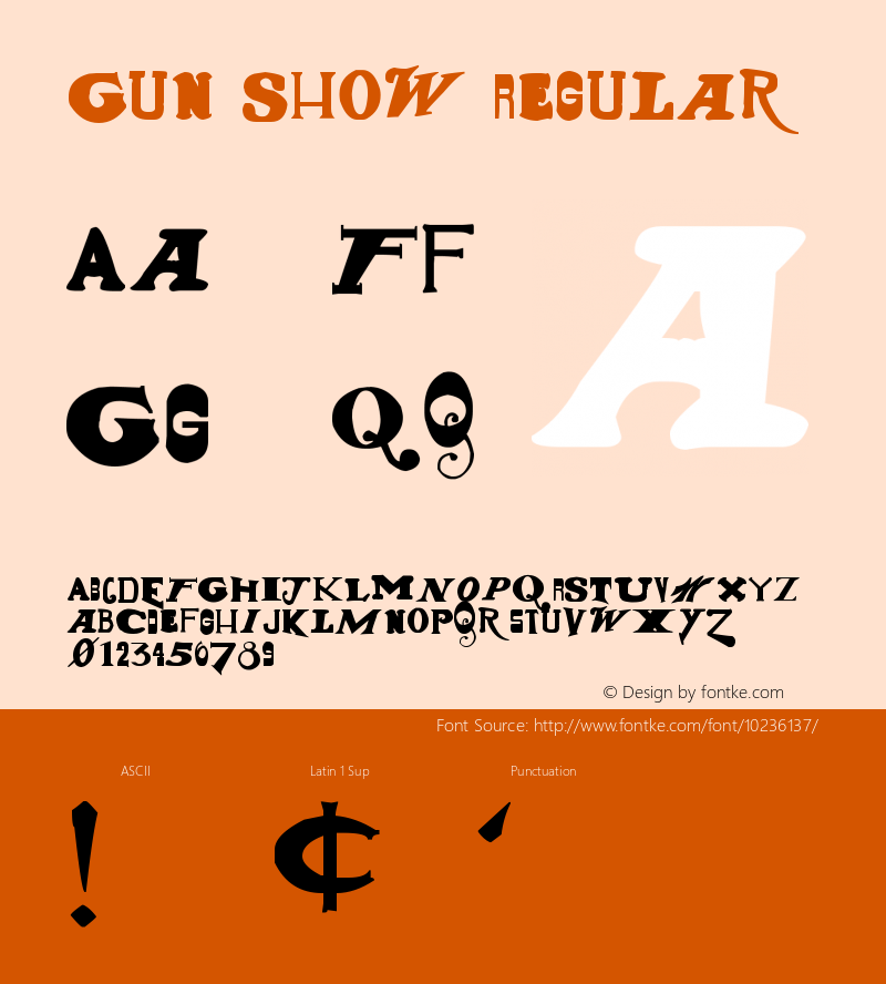 Gun Show Regular Version 1.00 January 28, 2009, initial release, www.yourfonts.com图片样张