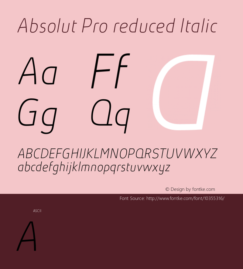 Absolut Pro reduced Italic Version 1.002图片样张