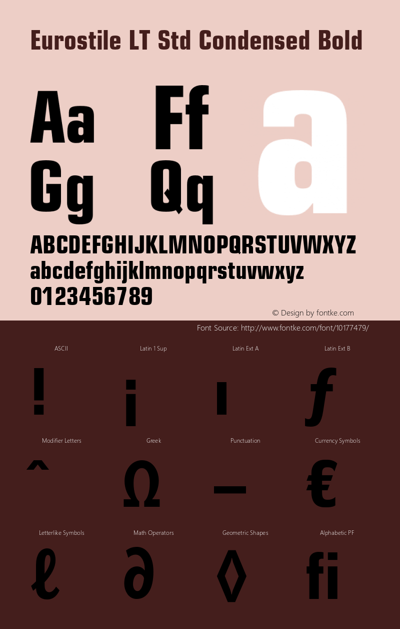 Eurostile LT Std Condensed Bold OTF 1.029;PS 001.004;Core 1.0.33;makeotf.lib1.4.1585图片样张