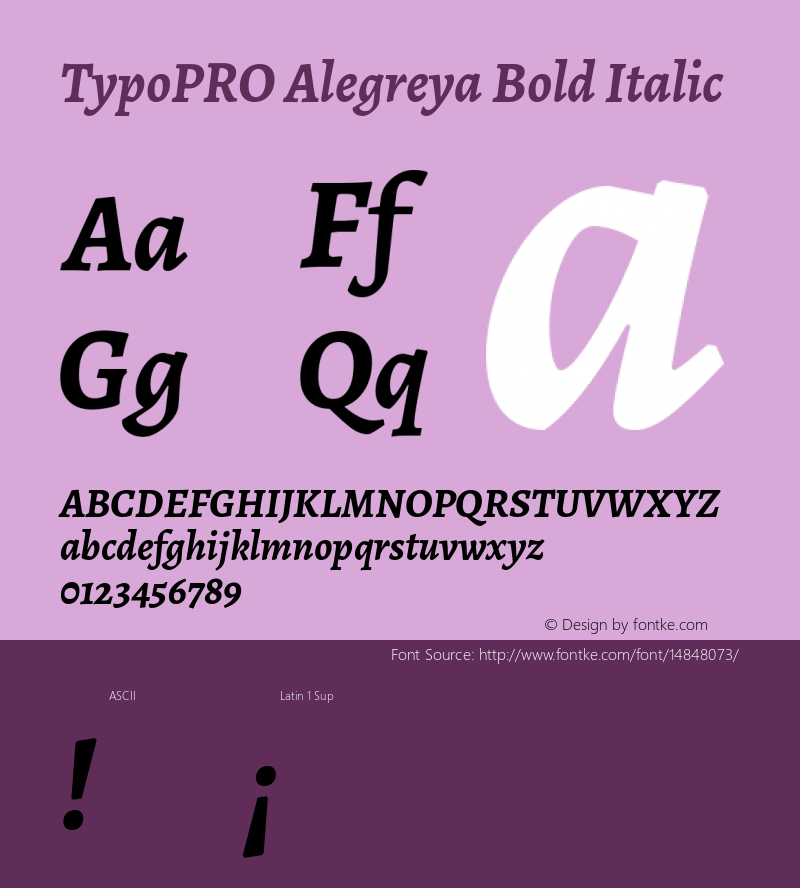 TypoPRO Alegreya Bold Italic Version 1.003图片样张