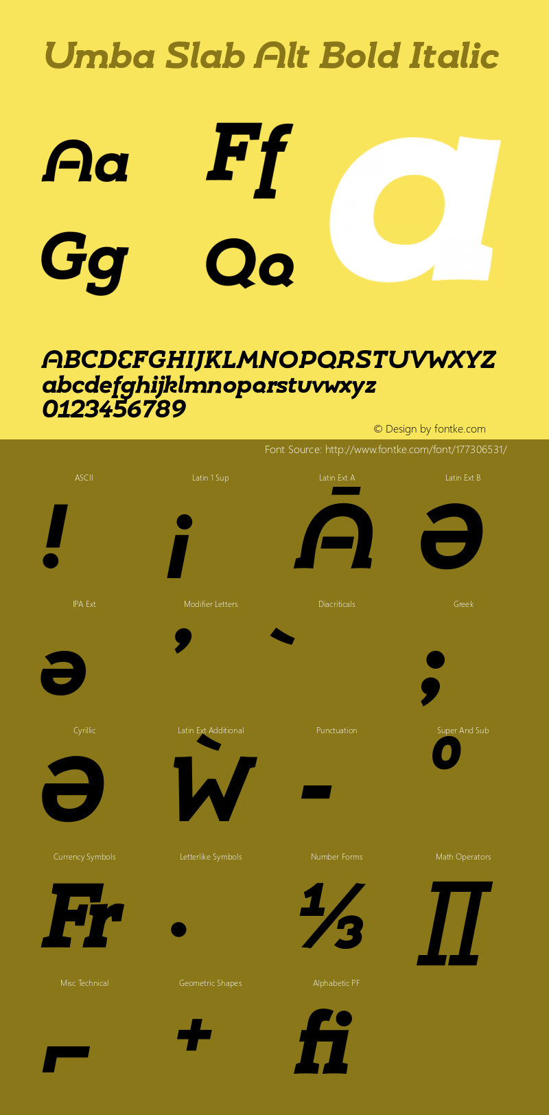 Umba Slab Alt Bold Italic Version 2.010;PS 002.010;hotconv 1.0.88;makeotf.lib2.5.64775图片样张