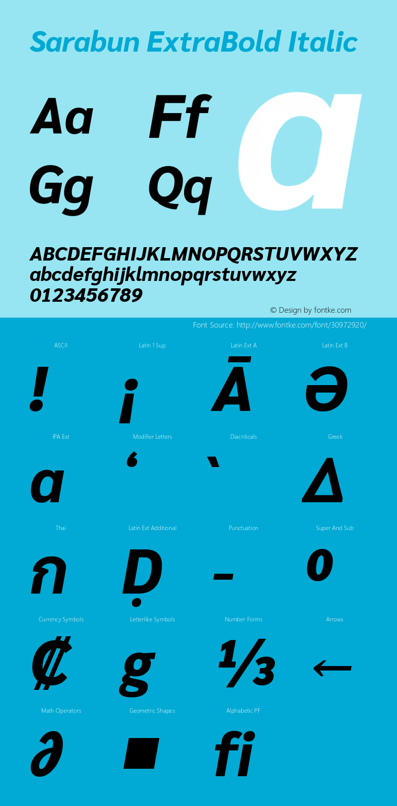 Sarabun ExtraBold Italic Version 1.000; ttfautohint (v1.6)图片样张