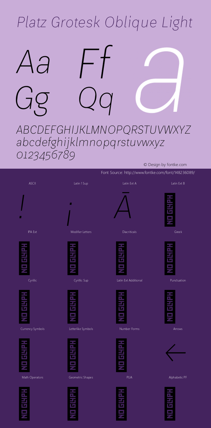 Platz Grotesk Oblique Light Version 1.000;PS 001.000;hotconv 1.0.88;makeotf.lib2.5.64775图片样张