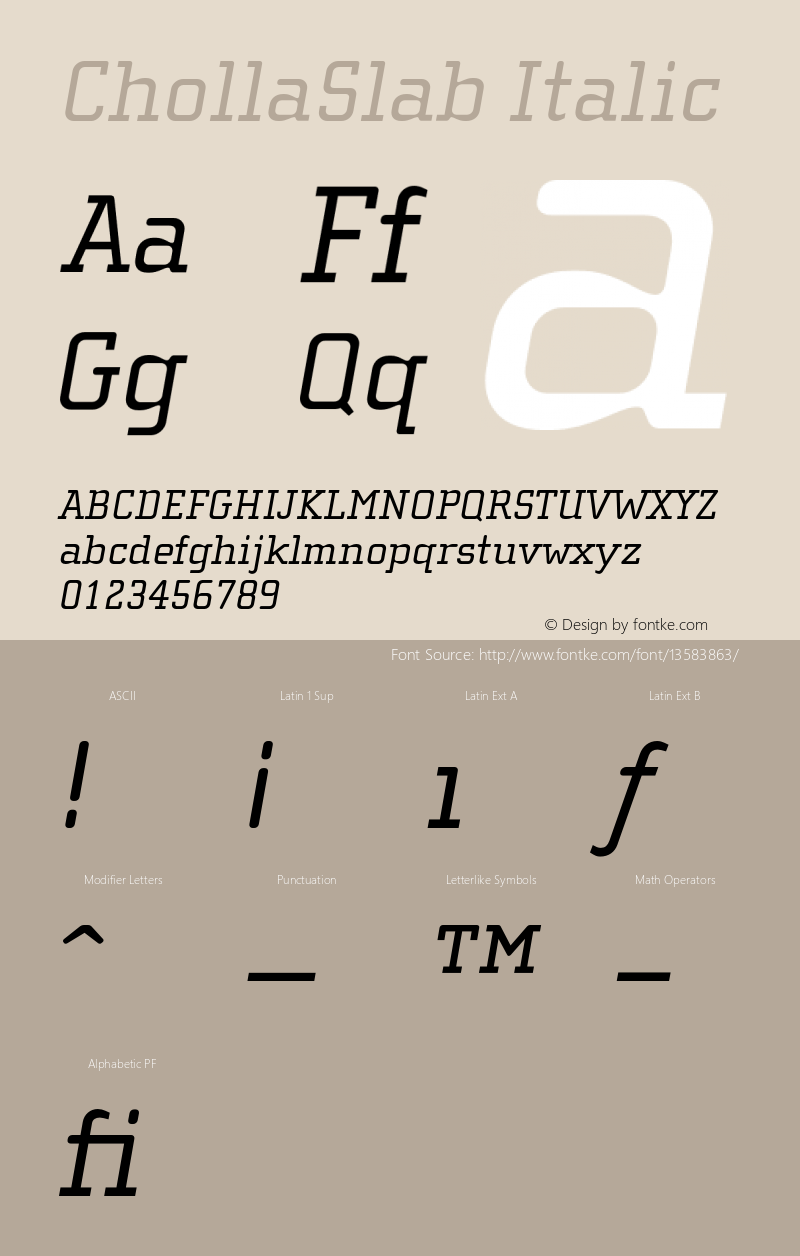 ChollaSlab Italic 001.000图片样张