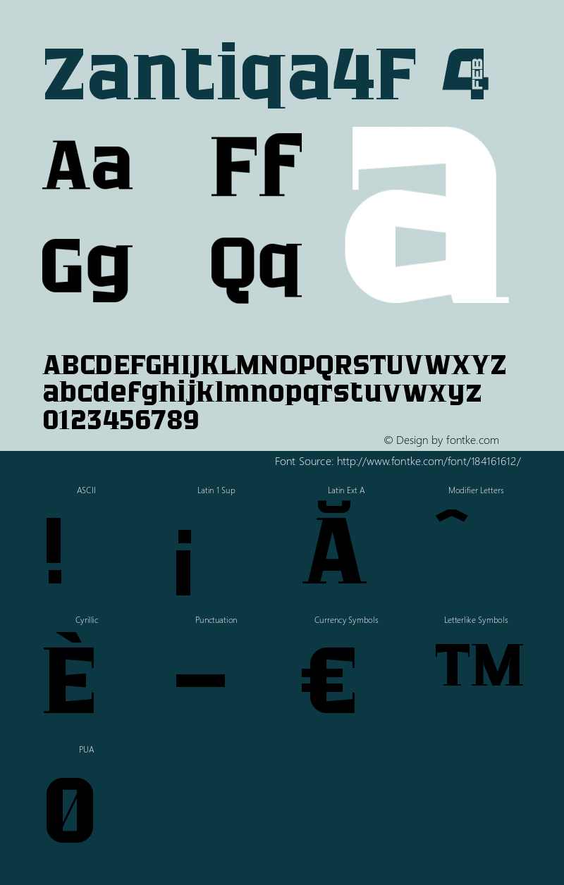 ☞Zantiqa 4F 1.0;com.myfonts.easy.4thfebruary.zantiqa-4f.regular.wfkit2.version.44KL图片样张