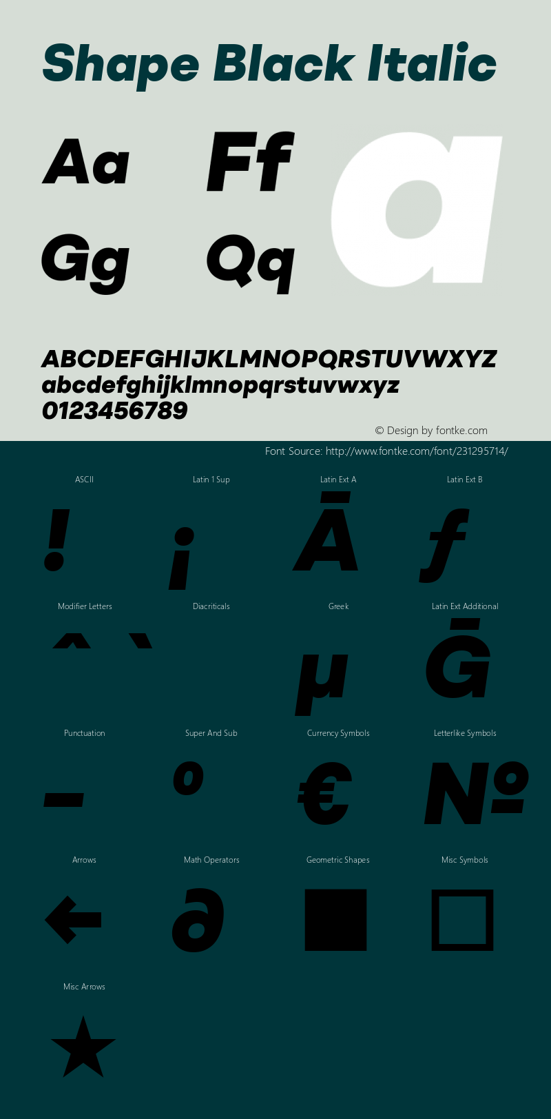 Shape Black Italic Version 1.000图片样张