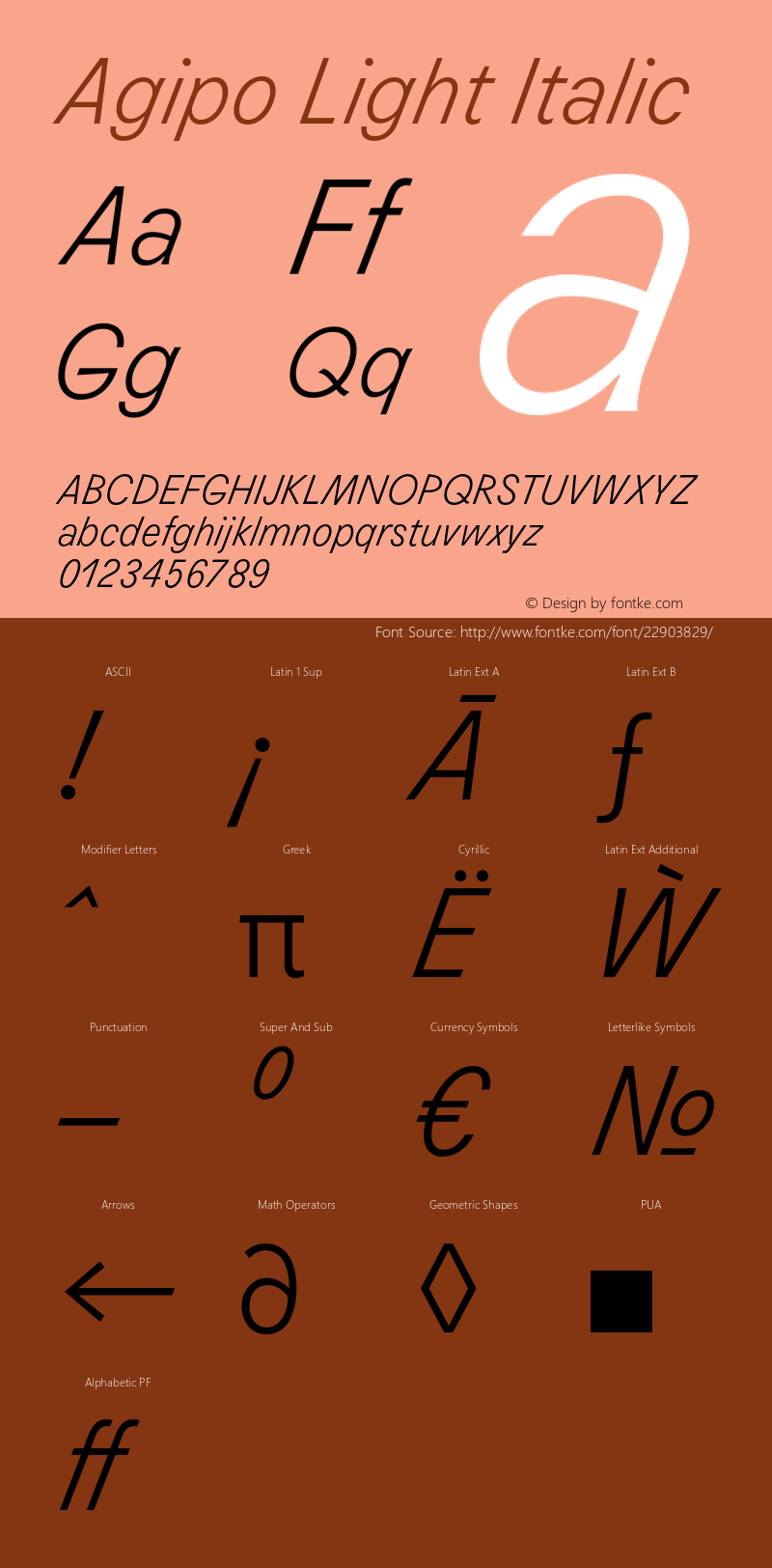 Agipo Light Italic Version 1.000图片样张