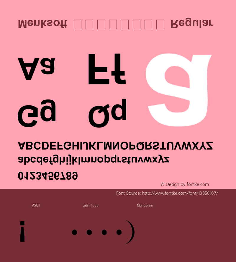 Menksoft ※蒙文黑体（反） Regular Version 1.10 April 3, 2012图片样张